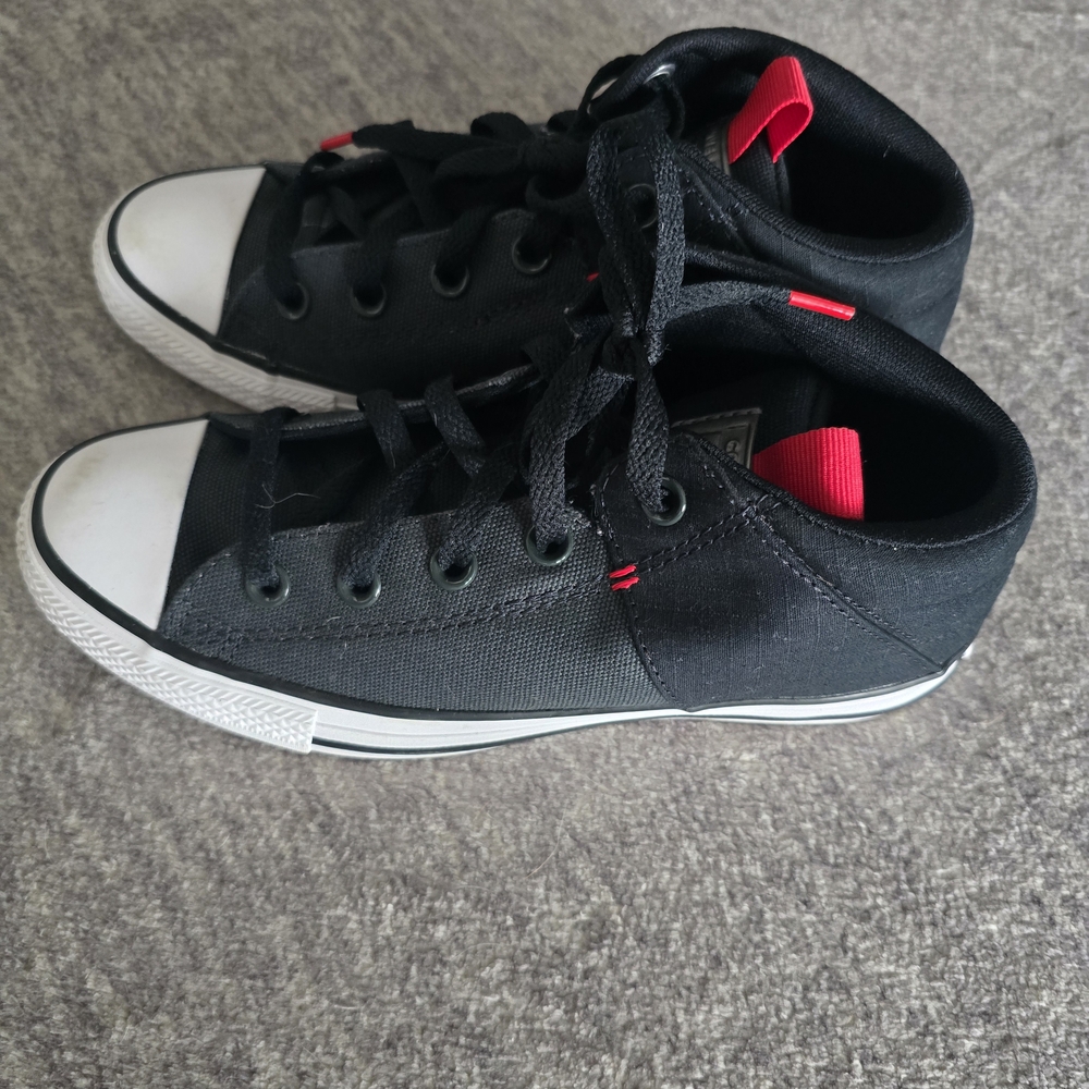 Black and Red Kids High-Top Sneakers